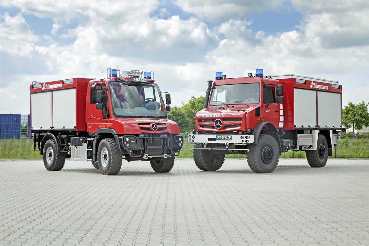 Tanklöschfahrzeuge Unimog U 218 TLF 2000 und U 5023 TLF 3000 von Schlingmann