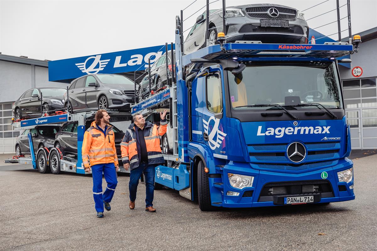   Bilder Franz Birgmann, Prokurist und Fuhrparkleiter Lagermax Autotransport GmbH in Salzburg, und Fahrer Christian Lippeck.