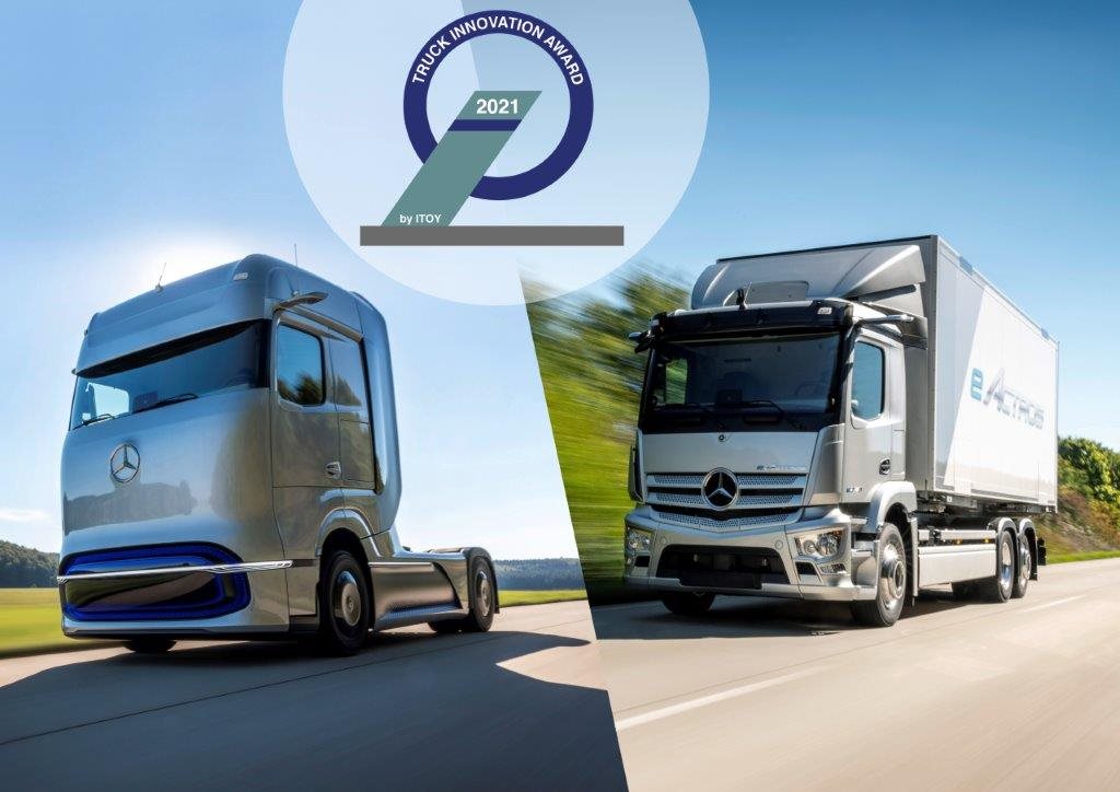 Die innovativsten Lkw für die elektrische Zukunft: Mercedes-Benz eActros und Mercedes-Benz GenH2 Truck mit dem „2021 Truck Innovation Award“ ausgezeichnet